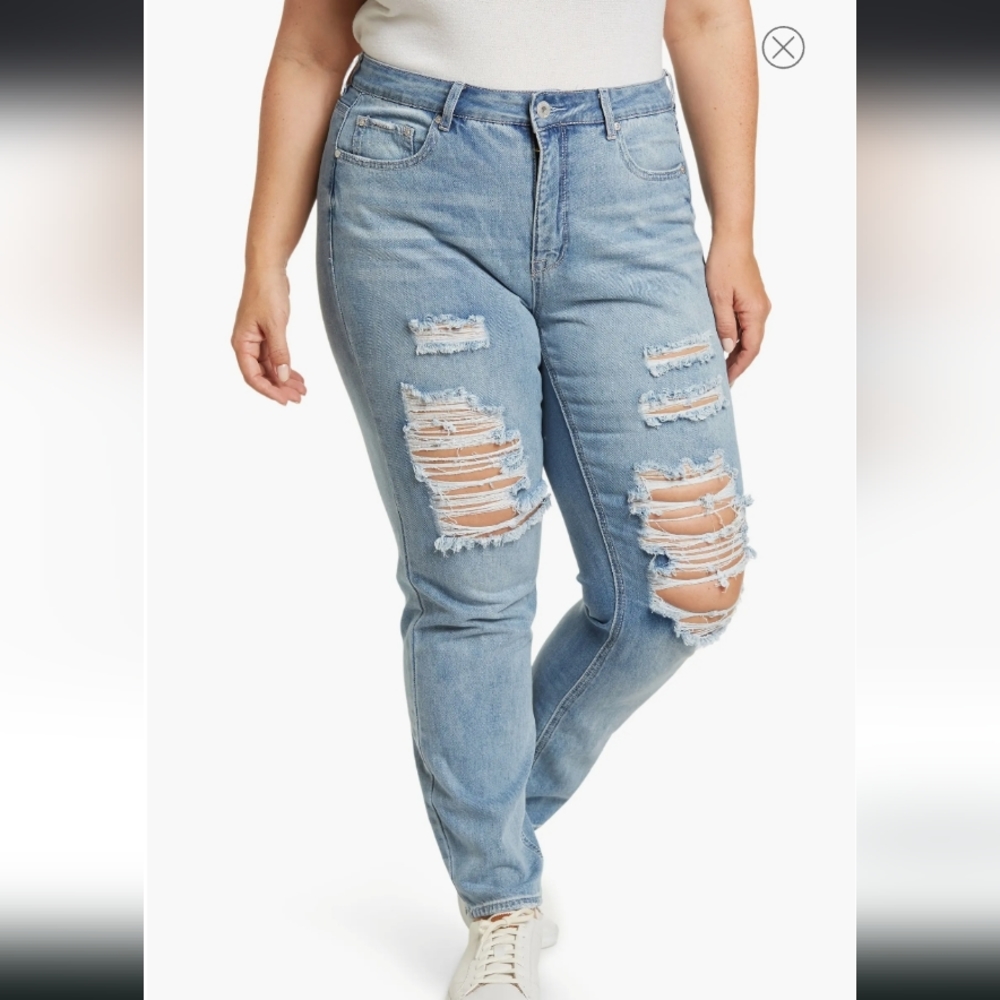 American Rag Distressed Curvy Mom Jeans Plus Size